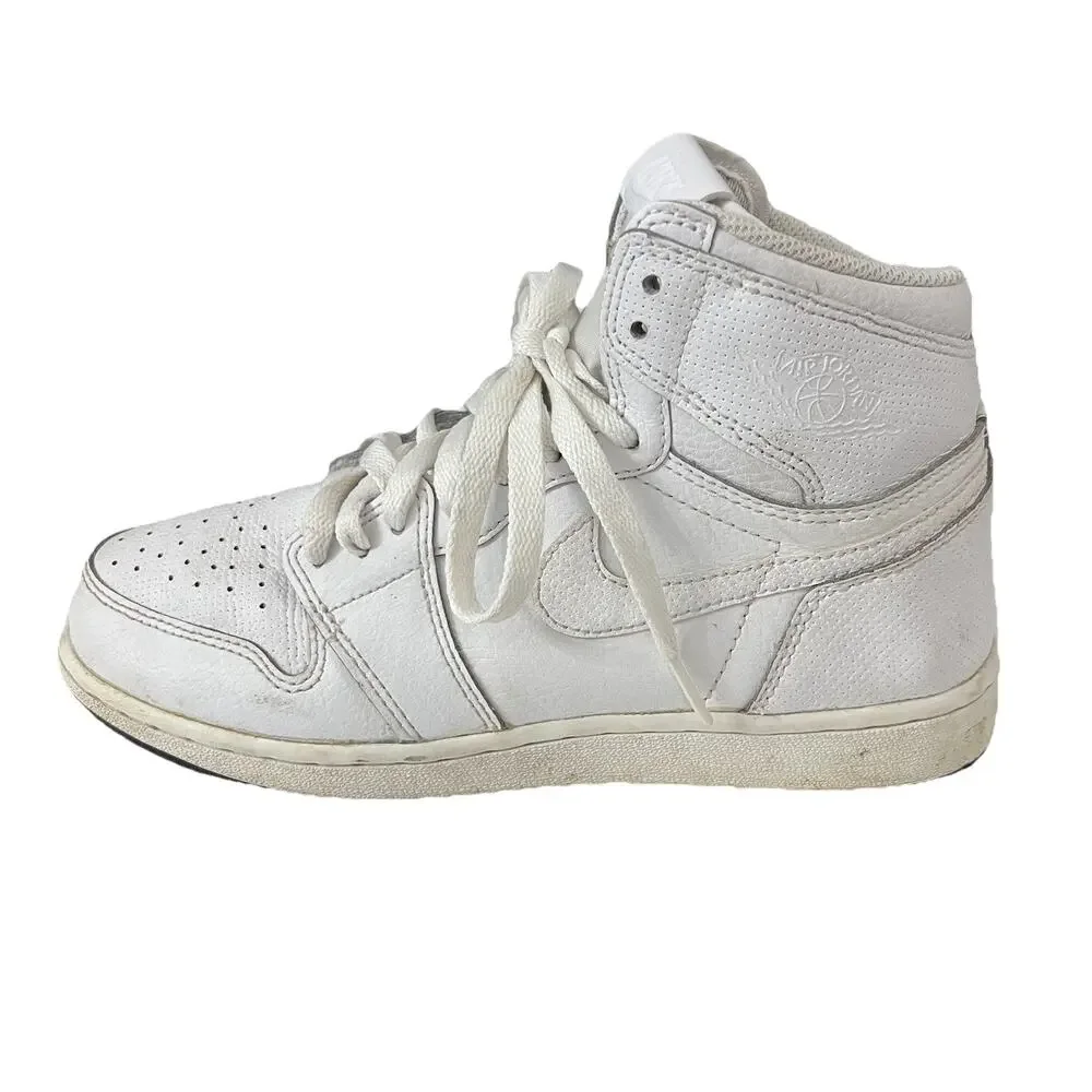 Nike Air Jordan 1 Perforated High 575441 100 Size 6.5Y White